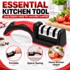 Red Carbon Steel Quick Knife Sharpener with Non-Slip Base for