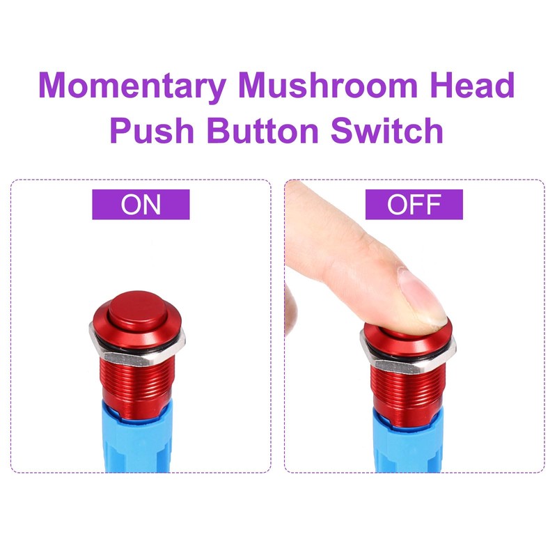 DMiotech 1/2 Inch Stainless Steel Latching Push Button Switch Domed