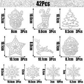 42 PCS Christmas Tree Decorations,White Christmas Tree Decorations,Christmas Decorations,White Christmas Decorations,Xmas Decorations,Snowflake Decoration,Hanging Snowflakes
