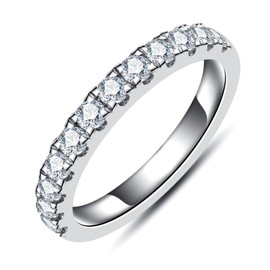 Yeesoth Moissanite Eternity Rings Wedding Bands 2.5MM D Color VVS1 Round Cut Moissanite Diamond 925 Sterling Silver Half Eternity Band Anniversary Rings for Women (size 6.5)