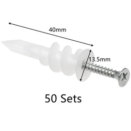 50 Sets of Plasterboard Fixing Screws,Self Drilling Drywall Anchors