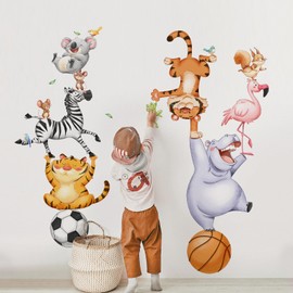 Tanlaby Jungle Animals Wall Stickers Cartoon Animal Circus Wall Decals Hippo Tiger Zebra Safari Art Decor for Baby Nursery Kids Toddler Bedroom Playroom Daycare