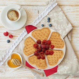 Waffle Maker 7“ Non-Stick Waffler Iron Stuffler Stuffed Wafflera 700W Adjustable Browning Control, Electric Baker Makes Thick, Fluffy Waffles, Kitchen Essential for Breakfast, Pink
