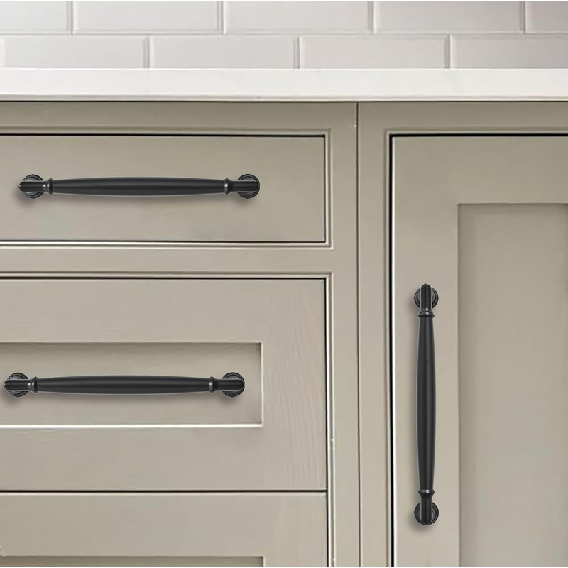 khtumeware 10 Pack 4 Inch(102mm) Matte Black Cabinet Pulls Heavy