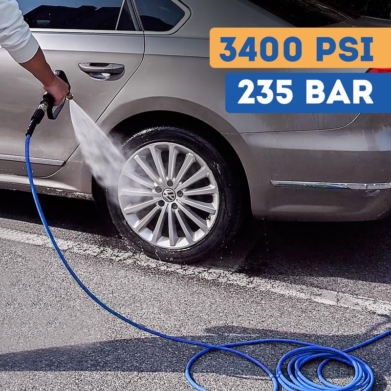TOOLCY Super Flexible Pressure Washer Hose 50ft, 3400 PSI Kink