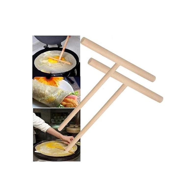 2 Pcs Wooden Crepe Maker Pancake Dough Kitchen Utensils Tools
