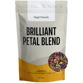 MagJo Naturals Brilliant Flower Petal Blend - Edible blend of calendula, blue cornflower and rose petals, all natural, food-grade, dried floral mix for baking, cocktails & garnish, Packaged in the USA