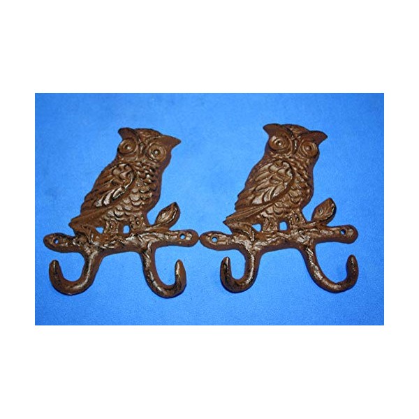 Southern Metal Owl Wall Decor Bath Towel Hooks Rustic Cast