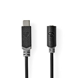 Nedis USB-C™ Adapter | USB 2.0 | USB-C™ Male | 3.5 mm Female | 1.00 m | Round | Gold-Plated | PVC | Black | Box