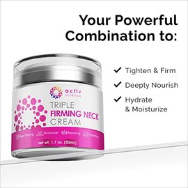 ACTIVSCIENCE Crema reafirmante de cuello con retinol, hidratante facial antienvejecimiento natural con colágeno y ácido hialurónico - 1.7 onzas