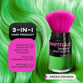 Rootflage Temporary Root Touch Up Hair Color Powder - Thinning Hair Concealer with Applicator Brush, 31 oz (08 Green Dragon)
