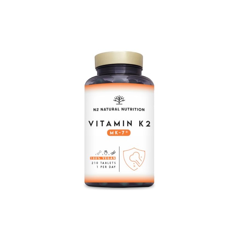 Natural Vitamin K2 Mk7 Capsules, High Concentration 200µg. for Hear,