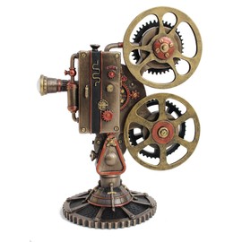 Veronese Design Steampunk Projector Statue Cold Cast Resin Antique Bronze Finish LED Lighting Sculpture