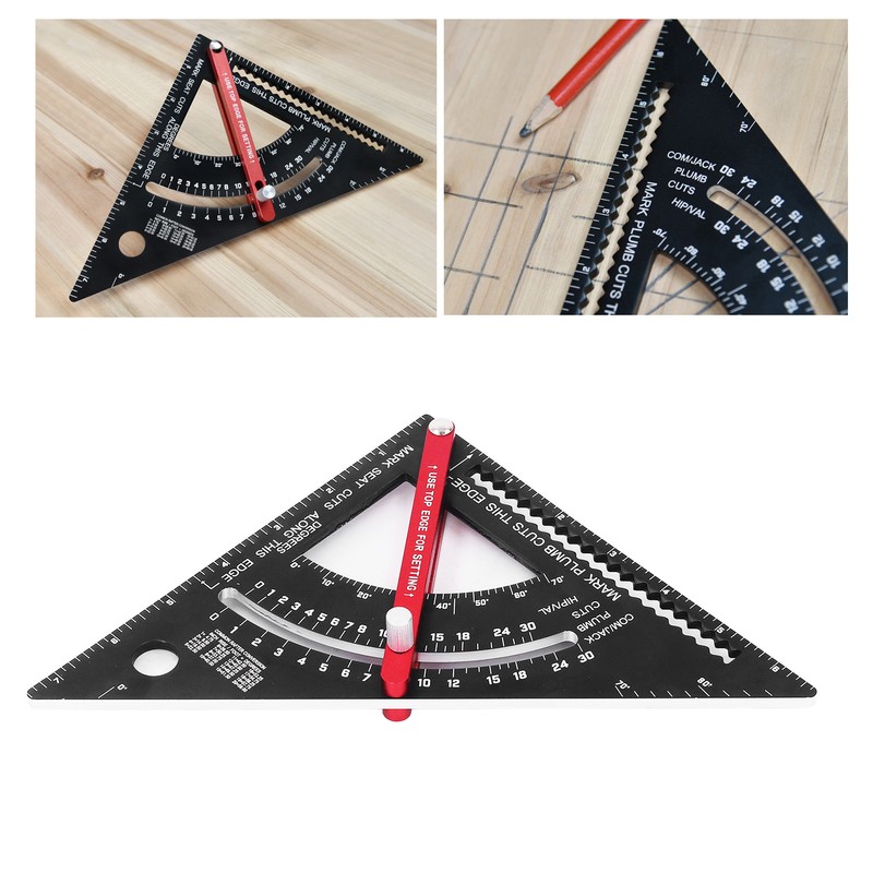 Woodworking Triangle Ruler Aluminum Alloy Accurate Laser Scale Triangle Ruler