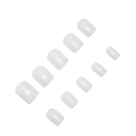 Beavorty 1set White Fake Nail Tips Short Square Artificial Nail Decals for DIY Manicure Easy to Apply Art Stickers for Women and Girls