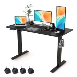 Win Up Time Electric Standing Desk Whole Piece Desktop Height Adjustable Desk- Standing Computer Desk, Sit Stand Desk Frame & Top, Electric Stand Up Desk on Wheels