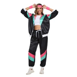 JasGood Tracksuit 80s Outfit for Men and Women, Trouser Suit, 90s Jogging Suit, Retro Years Costume for Adults, Years Tracksuit for Carnival Cosplay