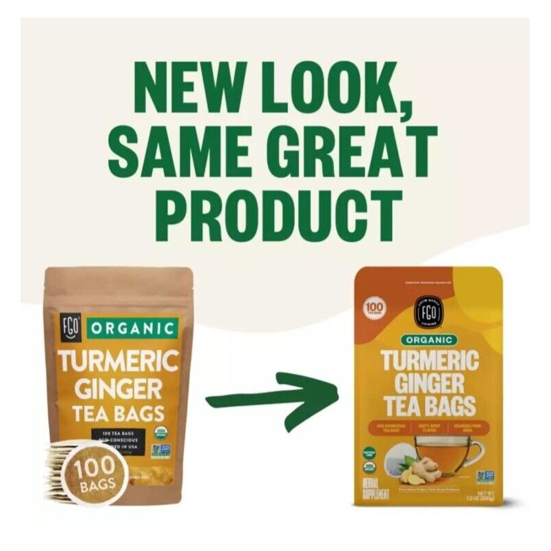 FGO Organic Turmeric Ginger Tea - Eco-Conscious Tea Bags -