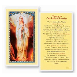 Gifts by Lulee, LLC Our Lady of Lourdes Blessed Novena Prayer Gold Embossed Italian Prayer Card
