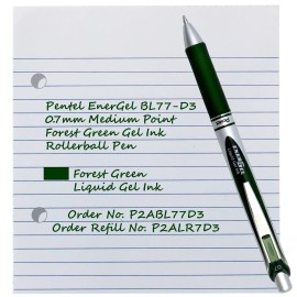 Pentel EnerGel RTX BL77-D3 0.7mm Forest Green Gel Ink Rollerball Pens & Refills