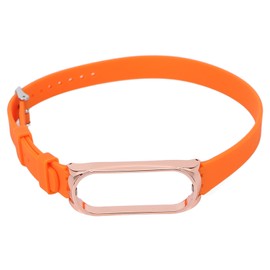Band Strap with Metal Buckle Case for Xiaomi Mi Band 6/5 NFC Soft Silicone Watch BraceletsOrange