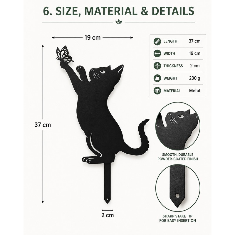 Metal Cat Garden Stakes for Outdoor Decor – Cute Cat
