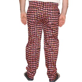 Chefwear Men's Ultimate Baggy Chef Pant  100% Cotton PINK ABSTRACT HOUNDSTOOTH - M