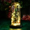 Christmas Tree in Glass Dome LED Glass Cover Ornaments Cedar