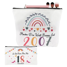 Gifts for Girls, Pack of 2 Cosmetic Bag, Toiletry Bag, Gift Girls Teenager Makeup Bag, Toiletry Bag, Makeup Bag for Birthday Gift, White, 18 Years