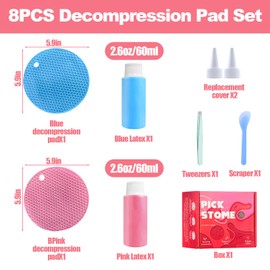 8Pcs Picky Fidget Pads Kit for Anxiety Relief, Skin Picking Fidget Toys, Reusable Silicone Sensory Picking Pad, Pick Peel Calming Pad Fidget Toys for Dermatillomania | Trichotillomania | ADHD | OCD