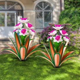 TOMBABY Huge Metal Agave Plants Outdoor Decoration Outdoor Garden Decorated with Flowers Mexican Yard Art Plant Garden Gift(red 2 Pack)