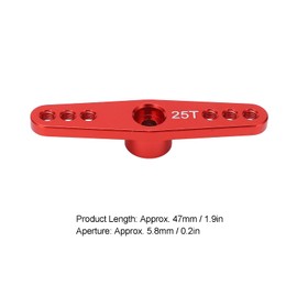 Double Servo Horn Arm Upgrade Part, 3 Pieces 25T Aluminium Alloy RC Servo Arm Horn Long Type Suitable for 1/10 Remote Control Car (Red)