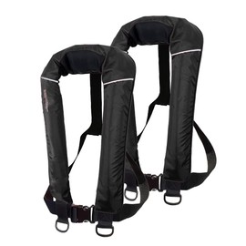 2Pcs/pack USCG Type V Approved Automatic Inflatable Life Jacket Vest with 33gram Cartridge for Adult (Black x2)