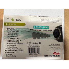 Whistler Automotive Dash Cam Full High Def Digital Video Recorder Mode D28RS. T4