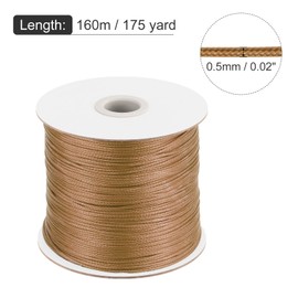 MECCANIXITY Waxed Cord 0.5mm Waxed Polyester Cord 175 Yard Wax String for Bracelet Making, Necklaces, Beading, Jewelry Making and DIY Crafts(Light Brown)
