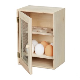 Relaxdays Country House Style Wooden & Metal Egg Cabinet for 12 Eggs (HxWxD): 25 x 18 x 12 cm, Natural, Pack of 1