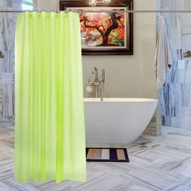 WedDecor Shower Curtains Mould Proof Resistant, Waterproof PEVA Shower Curtain Heavy Duty Bathroom Curtains, With 12 White Plastic Hooks, 180cm x 180cm, Lime Green