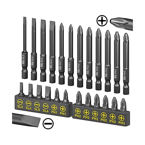 Amartisan 24-Pack Screwdriver Bit Set | Magnetic Slotted Phillips driver