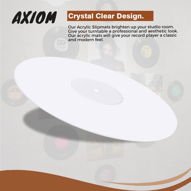 White Acrylic Turntable Mat, 11.75” Platter Slipmat for 12'' Vinyl