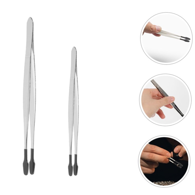 Mikinona 2pcs Stainless Steel Stamp Tweezers Craft Tweezers for Stamp