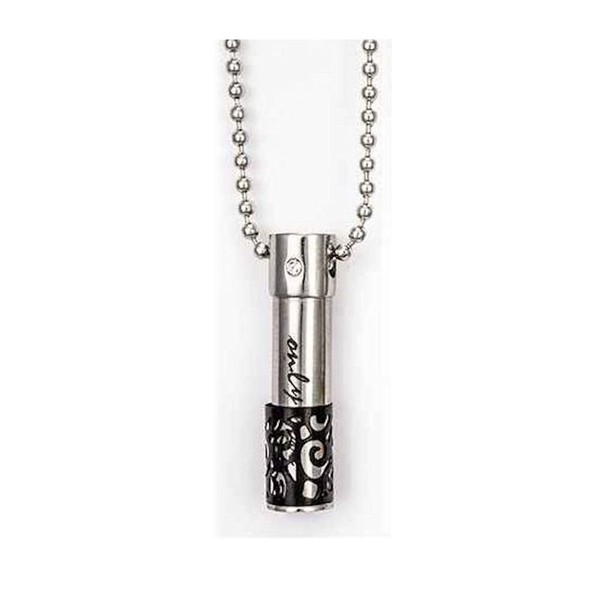 Memorial Ashes Urn Pendant "Only Love" Black Accent Jewelry with Chain 1 x