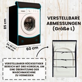ELECTROHOGAR Washing Machine Cover Waterproof | Washing Machine Cover for Indoor and Outdoor Use | Washing Machine Cover with Double Zip, Rain and Sun Resistant, Full Protection
