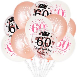 GoldRock 60th Birthday Decoration, 60th Birthday Woman, Pack of 15 Balloons Birthday 60, Confetti Balloons, Birthday 60 Years Woman/Man for Party/Table Decoration, Helium Balloons Birthday 60th