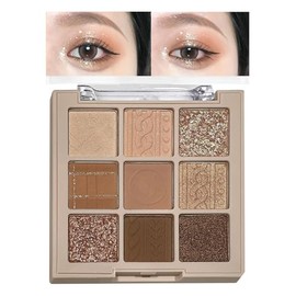KXmzeG Neutral Nude Brown Matte Shimmer Eyeshadow Makeup Palette,Naked Cream Dark Brown Highly Pigmented Natural Eyeshadow Palette,Waterproof Long Lasting to Create Perfect Eye Makeup (03#, Pack of 1)