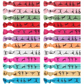 HJZHII 24PCS Gymnastics Hair Ties, Elastic Gymnastics Hair Ties Hairs Accessories for Gymnastic Routine Dancer Ribbon Ponytail Holders Gymnast Bracelet for Women Girls