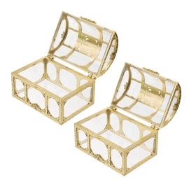 2pcs Pirate Treasure Chest Figurine Pirate Party Decor Small Treasure Jewelry Chest Pirate Chest Toy Keepsake Boxes for Kids Fantasy Prizes Trinket Boxes Pink Organizer Child Glass