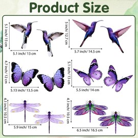 Konohan 12 Pcs Screen Magnets Hummingbird Butterfly Dragonfly Double Sided Screen Door Magnets Flexible Magnetic Decals for Window Sliding Patio Door Protector(Elegant Style)