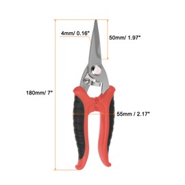 HARFINGTON Industrial Scissors 7 Inch Stainless Steel Shears Blades with Black Red Handle for Cutting Thin Metal Copper Sheets