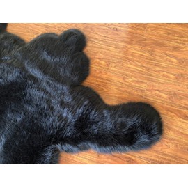 LAMBZY Faux Sheepskin Hypoallergenic,Super Soft Faux Bear Skin Silky Shag Rug (4'x6', Black)