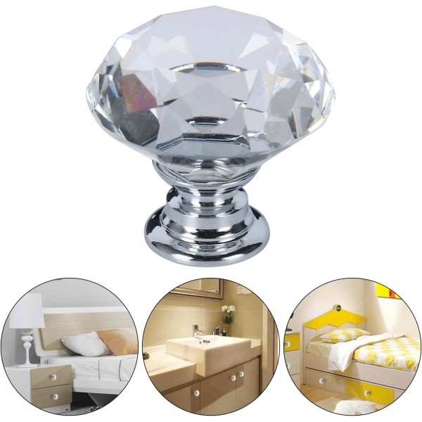Amarine Made 48Pcs 30mm Crystal Glass Cabinet Knob Diamond Shape